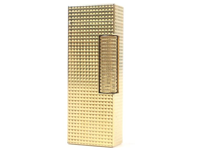 Alfred Dunhill Dunhill Diamond Pattern Square Roller Lighter Golden 