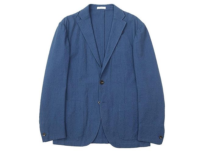 Autre Marque Giacca in misto cotone seersucker 2B Boglioli Blu Blu chiaro