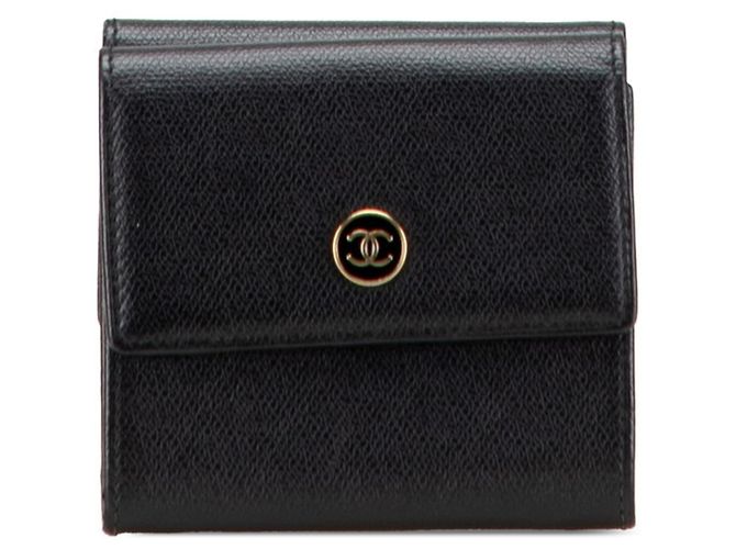 Chanel Coco Button Tri-fold Wallet Black