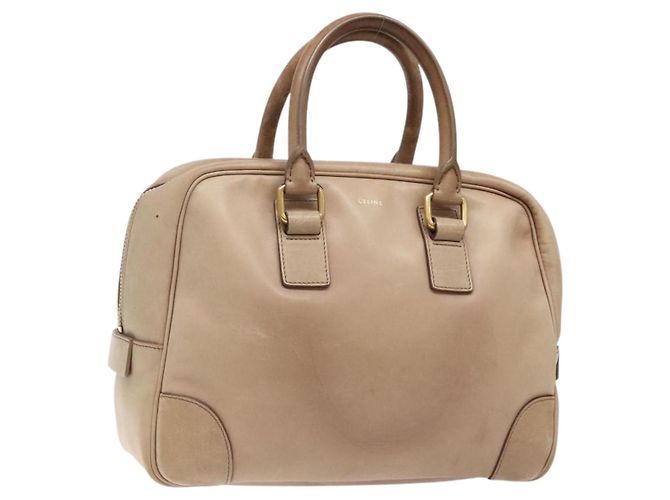 Céline Sac à main CELINE en cuir beige doré Auth 141898