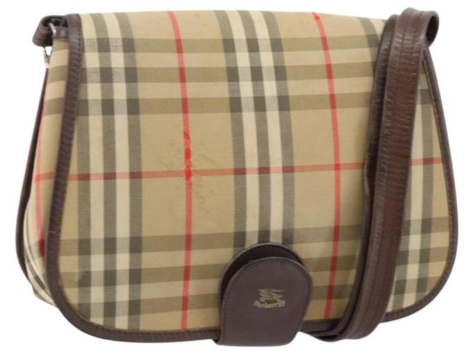 Autre Marque Borsa a Spalla Burberrys Nova Check in Tela Beige Oro Auth bs29444 D'oro