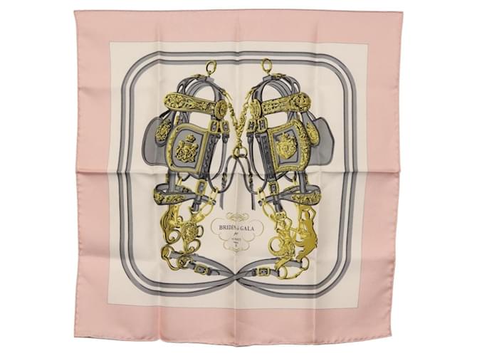 Hermès Écharpe HERMES Carre 40 Soie Rose Auth BA5878  ref.2521208