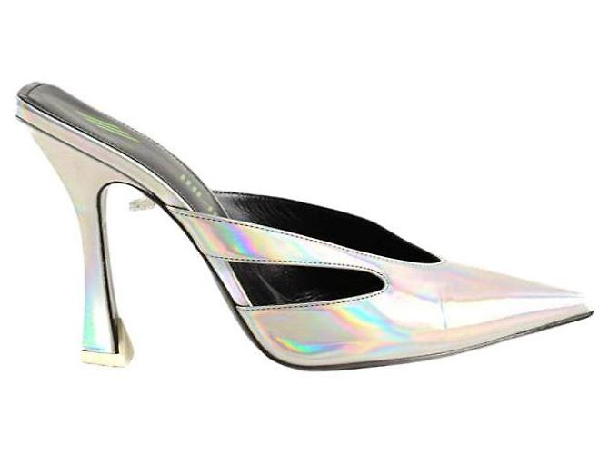 Attico Silver leather heels Silvery