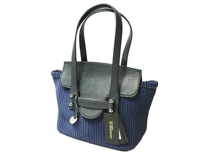 Autre Marque Bolsa tote híbrida de abacá e couro TOFF&LOADSTONE Azul Azul marinho