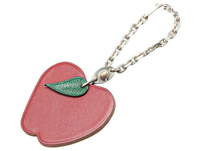 Hermès Apple Metal Leather Charm Silvery Red