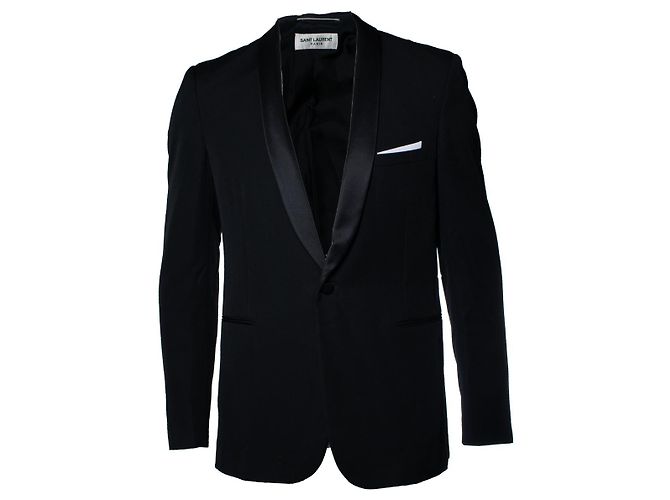 Schwarze Smokingjacke von Saint Laurent mit Satinrevers