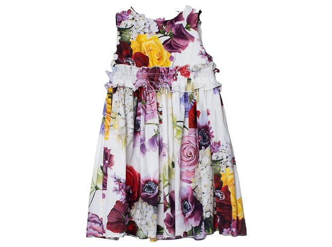 Robe pour enfants imprimée florale Dolce & Gabbana Blanc Multicolore