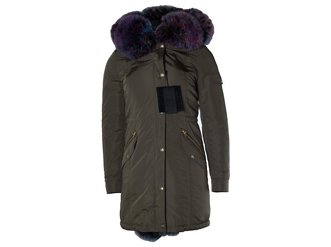 Philipp Plein, green fur parka with removable lining Purple