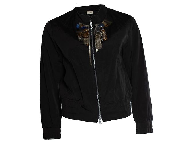 Giacca bomber nera decorata Dries van Noten Nero