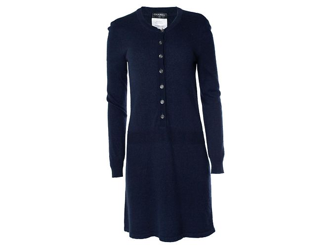 Vestido azul em lurex Chanel