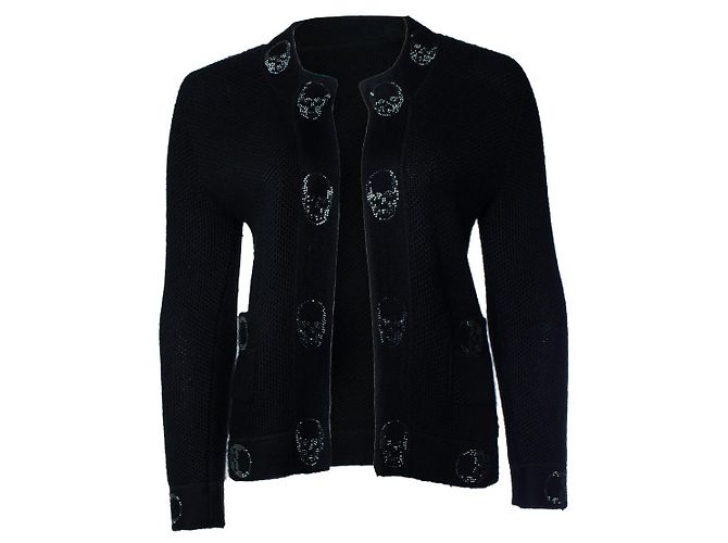 Autre Marque Lucien Pellat-Finet, Strickjacke mit Totenköpfen Schwarz