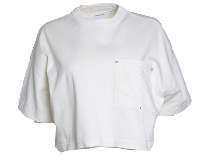 Bottega Veneta, off-white Baumwollstrickpullover mit Rundhalsausschnitt Weiß