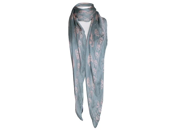 Alexander McQueen, green silk skull scarf