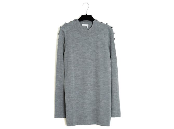 Chloé Top Pull Croquet FR38 Grey Wool Fully Buttoned Sweater UK10 US8 Chloe Gris