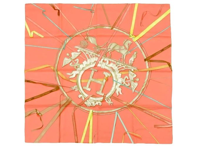 Lenço de seda Hermès Catch Your Dreams laranja coral