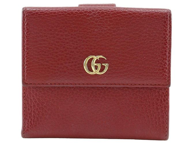 Gucci GG Marmont Bifold Wallet Leather Compact Red