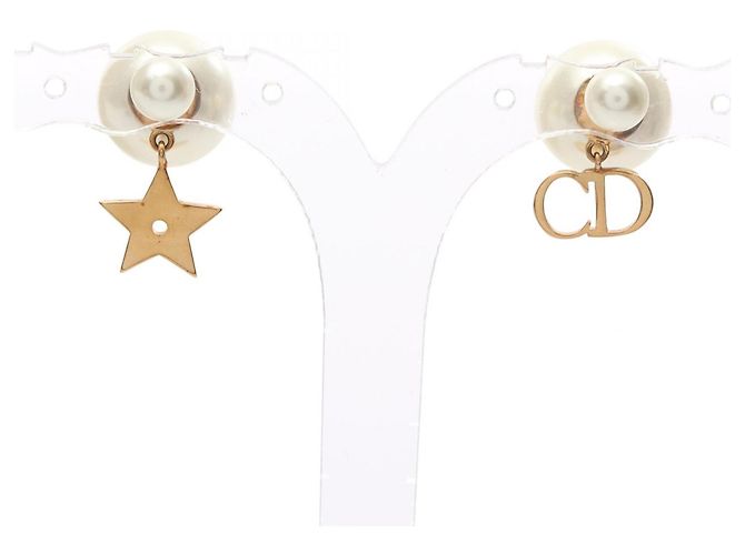 Pendientes CD Logo Dior Tribal de Christian Dior Blanco Dorado