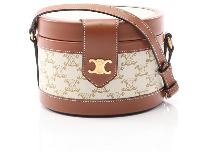 Céline Borsa a Spalla Triomphe Medium Tambour di Celine Marrone Bianco