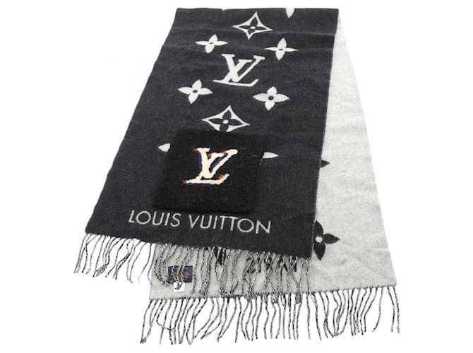 Louis Vuitton Echarpe Cold Reykjavik Shearling Teddy Scarf Black Leather Cashmere  ref.2523948