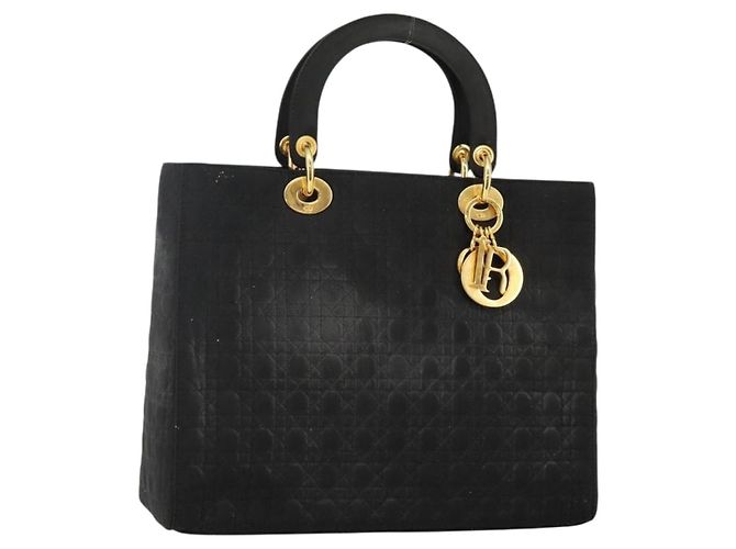 Bolsa Canage de nylon preta e dourada Christian Dior Auth bs29101 Preto Dourado