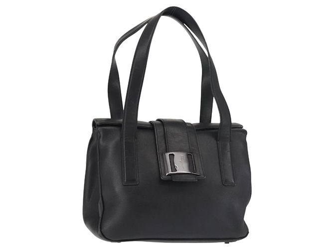 Borsa a Spalla Vala in Pelle Nera e Argento di Salvatore Ferragamo Auth BA6023 Nero