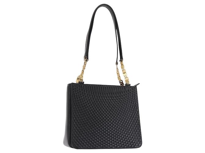 BALLY Borsa a Spalla in Pelle Nera e Oro Auth BA6042 Nero D'oro 