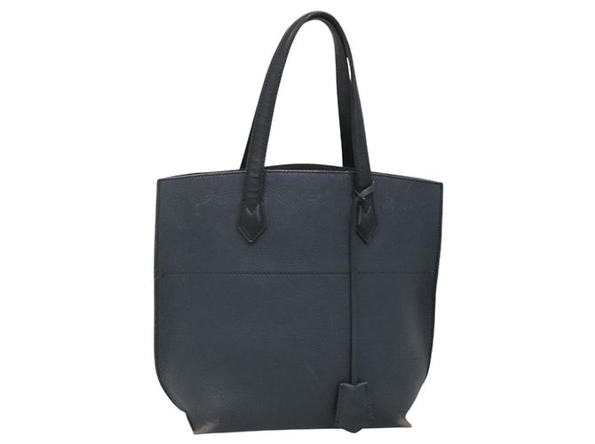 FENDI Bolsa de compras All In em couro azul marinho Auth 141928