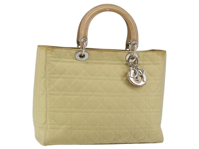 Borsa Canage in nylon beige argento Christian Dior Auth bs29100