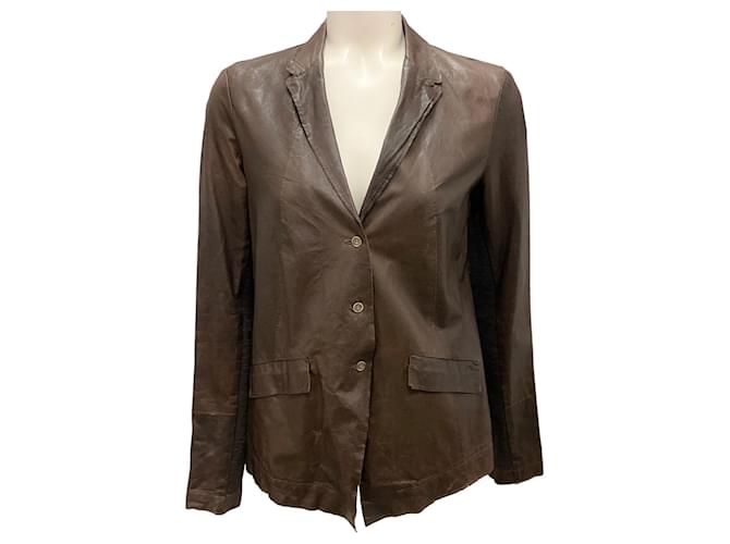 Autre Marque Transit Par Such Brown Distressed Lambskin Leather Jacket  ref.2524294