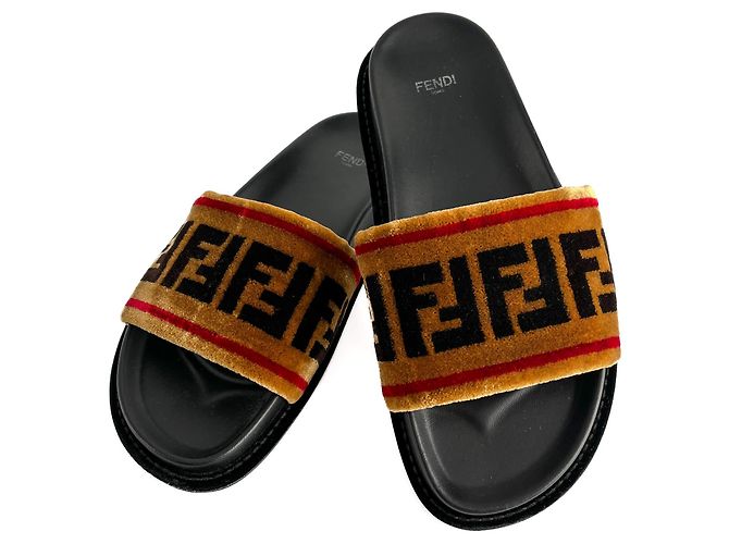 Fendi Sandali Velvet FF monogram Scarpe 39 Bicolore Multicolore