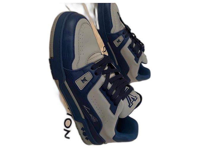 Louis Vuitton Trainer Sneakers Navy Blue Leather