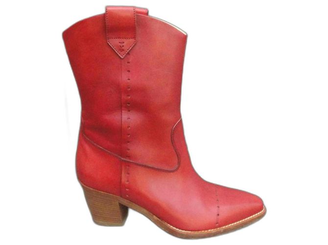Fratelli Rosseti Fratelli Rossetti Western Ankle Boots Red Leather