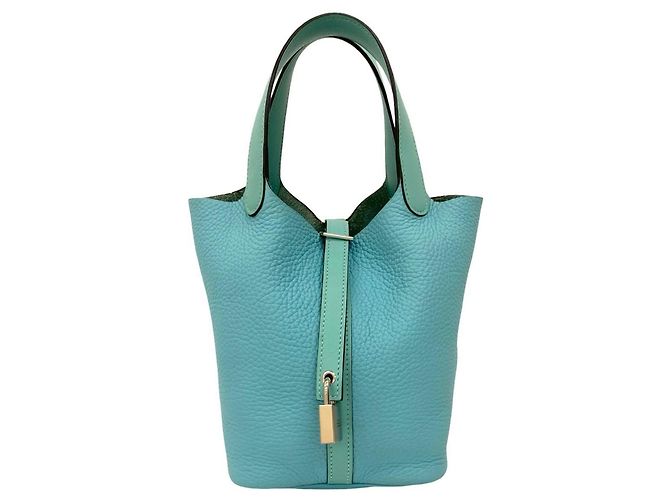Bolsa Hermès Picotin Lock PM em azul claro