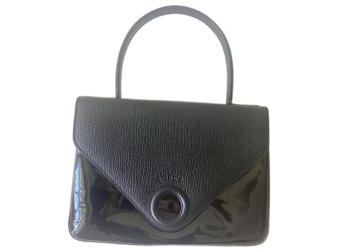 Loewe Handtasche schwarz gestreiftes Leder und Lackleder
