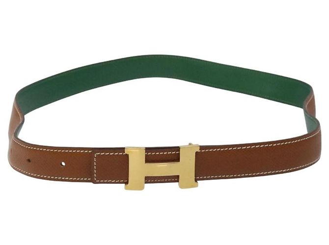 Cinturón de cuero Constance Mediano de Hermès Castaño