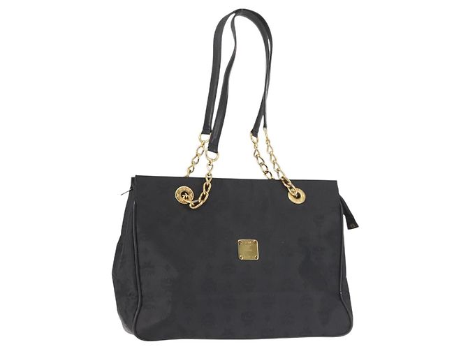 Borsa tote in PVC nero e oro MCM Logogram Vicetos Chain Auth bs29106 D'oro