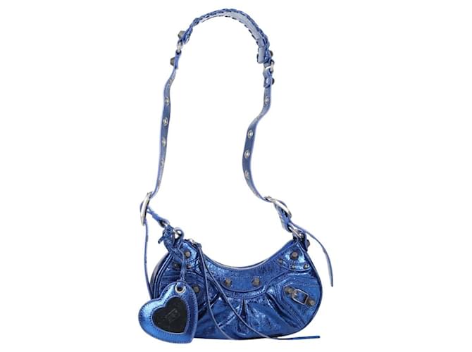 BALENCIAGA luka goal Shoulder Bag Leather Blue 671309 Auth 138394M  ref.2525760