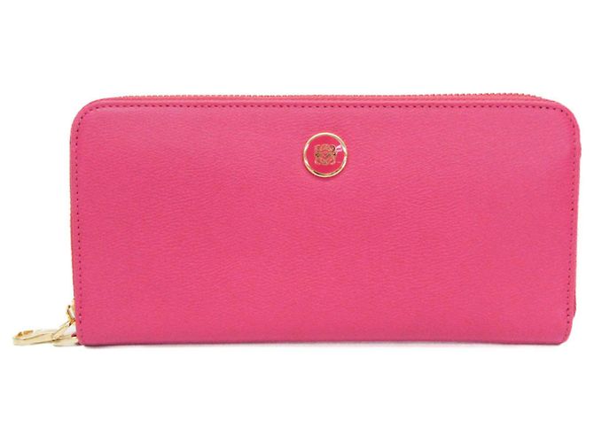 Loewe Anagram Button Women's Leather Long Wallet Pink
