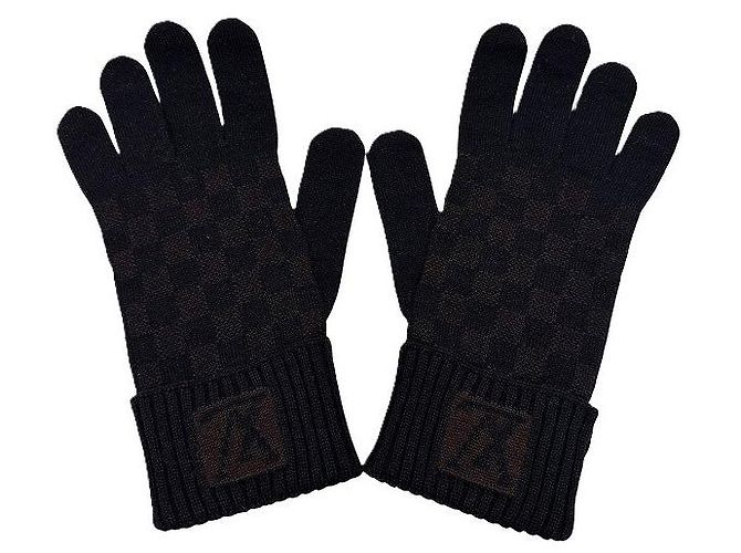 Louis Vuitton Gon Petit Damier Graphite Handschuhe Schwarz