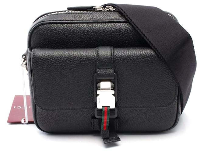 Gucci Leather Web Stripe Shoulder Bag Black Pony-style calfskin  ref.2527534