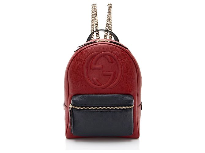 Gucci Leather Soho Chain Backpack Blue