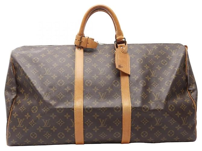 Louis Vuitton Keepall Monogram Boston Bag Brown Cloth  ref.2528384