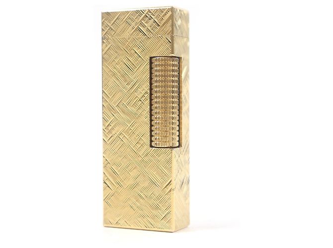 Alfred Dunhill Dunhill Crosscut Pattern Lighter Golden 
