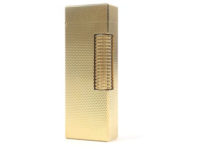 Alfred Dunhill Dunhill Block Check Pattern Lighter Smoking Accessory Golden 