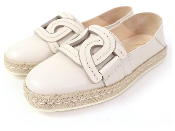 Tod's Tod’s KATE 2WAY Leder Espadrilles Beige Roh