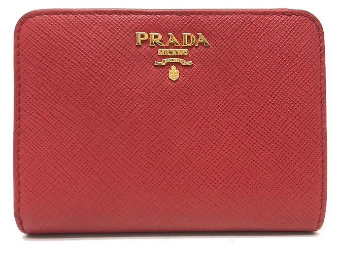 Prada 1ML018 Red Saffiano Leather Bifold Wallet