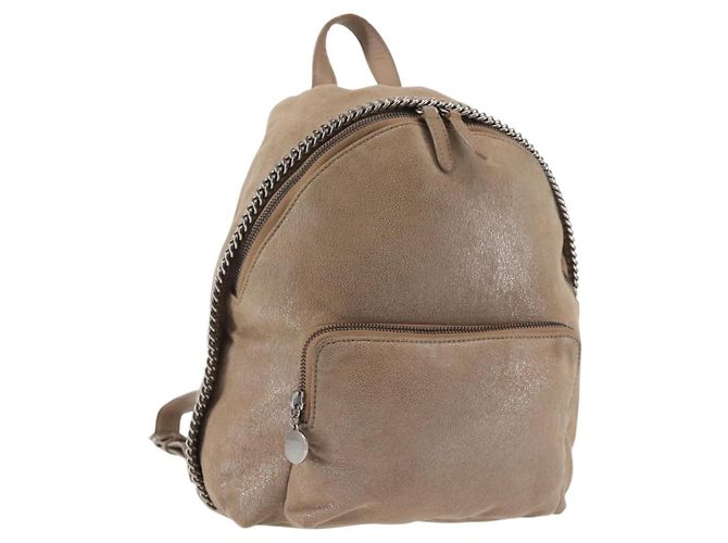 Autre Marque Stella McCartney Rucksack Wildleder Beige Silber 410905 Auth BA5213