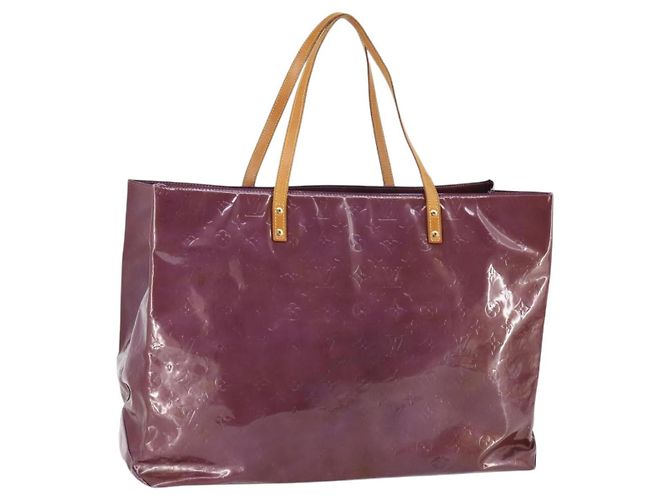LOUIS VUITTON Bolsa Tote Reade GM Monogram Vernis Roxo M91085 Auth 142176