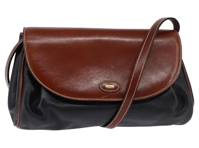 BALLY Borsa a Spalla in Pelle Nera e Oro Auth BA5594 Nero D'oro