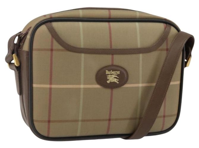 Autre Marque Bolsa de Ombro Burberrys Nova Check em Lona Bege Dourada Auth bs29445 Dourado